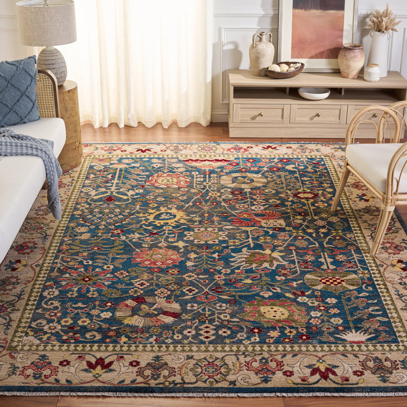 Tapis performance oriental Kurtz, Carré 8 pi, Blue/Tan