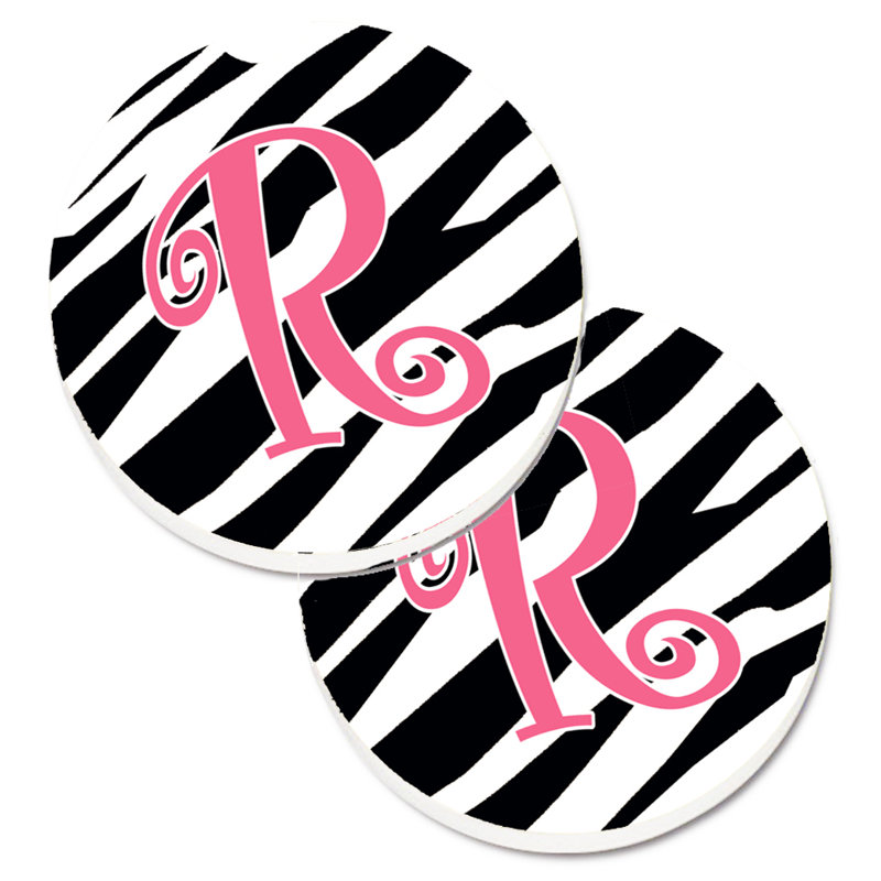 Sous-verre à cogramme initial de q tiger, R, Noir / Rose