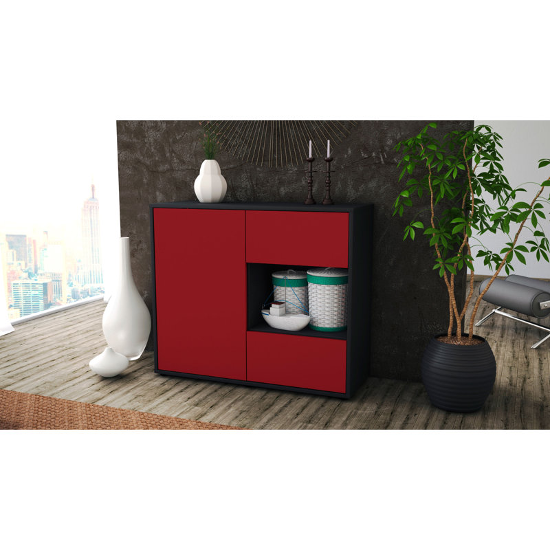 Quebec 92cm Sideboard, Anthracite/Red