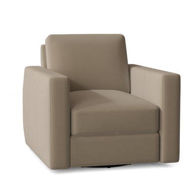 Dawkins Wide Genuine Leather Top Grain Leather Swivel Armchair