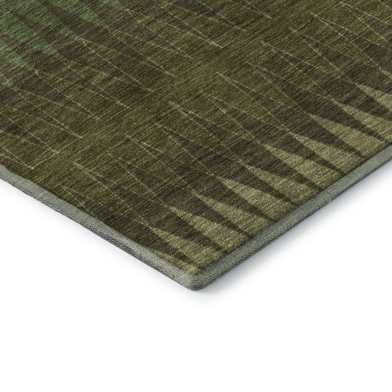 Premium Machine Washable Prisco Olive Rug, Rectangle 9' x 12'