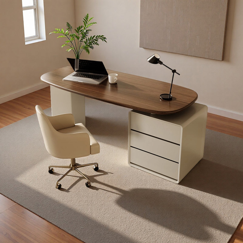 Stylish High-End Solid Wood Desk, 29.52" H x 62.99" W x 25.59" D