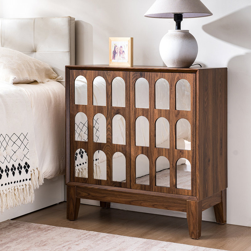 Armoire de rangement Mid-Century moderne avec portes et tablettes, Walnut