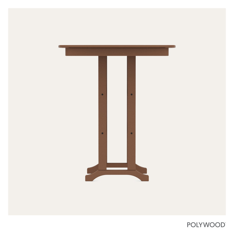 POLYWOOD Nautical Bar Table, Dark Teak, 36.75" W x 36.75" L x 42" H