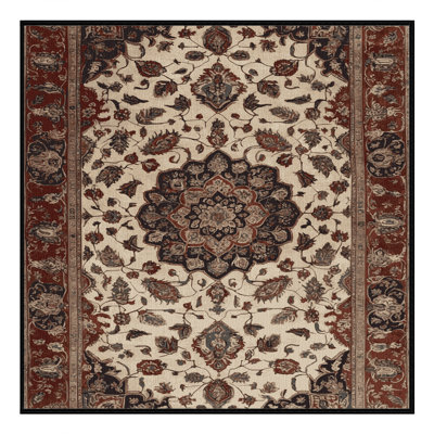 Tapis persan noir lavable à la machine