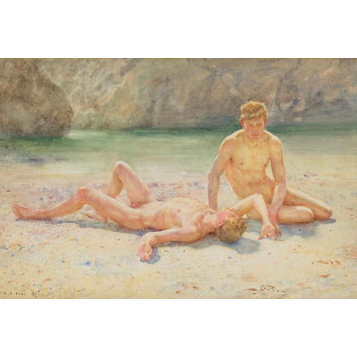 "Bathing Group" by  Henry Scott Tuke - Gallery Wrap Canvas Wall Art