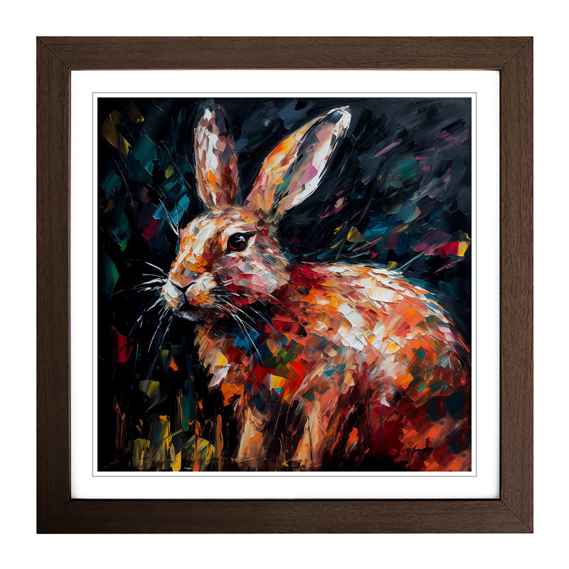Rabbit Palette Knife No.2 - Single Picture Frame Print on Wood, Walnut