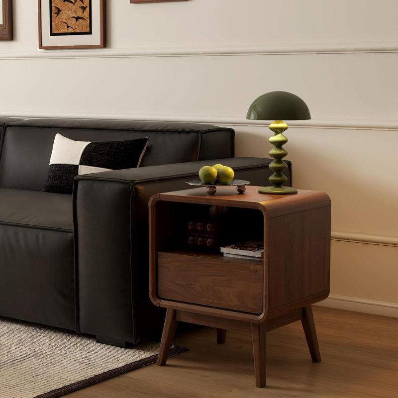42cm W Solid Wood Bedside Table, American Walnut