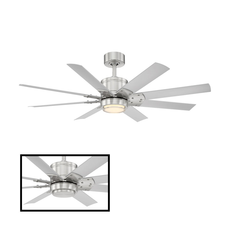 Renegade 8 - Blade Outdoor Integrated LED Smart Standard Ceiling Fan with Remote Control and Light Kit Included, 52", 3500K