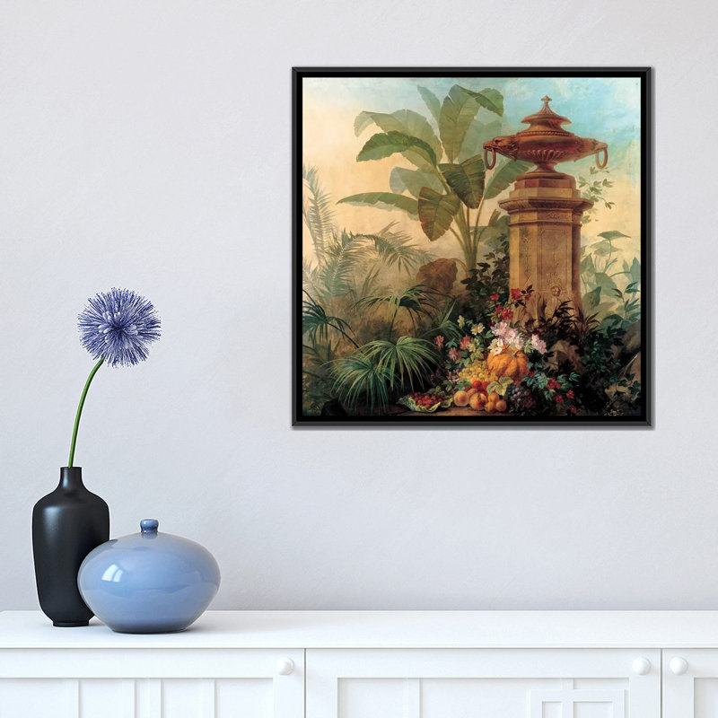 «Flowers and Tropical Plants» par Jean Capeinick, impression sur toile, H 18 po x l 18 po x P 1,5 po, Toile avec cadre noir