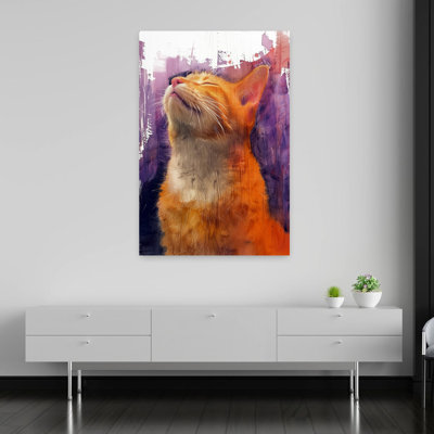 «Blissful Orange Cat», art abstrait coloré, chat rêveur