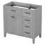 Base de meuble-lavabo de 36 po en gris - bois massif et tiroir de conception moderne autoportant pour assemblage requis-2113909077-2113909075