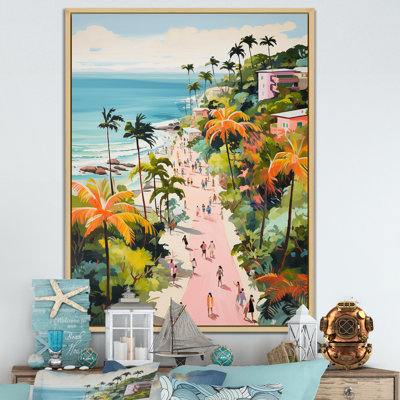Scène de plage côtière, paradis en couleur pastel II - art de la plage côtière