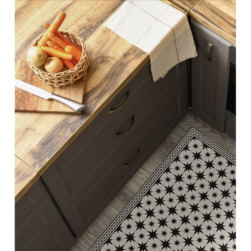 Tapis de cuisine noir NightSky, Rectangulaire 2 pi x 6 pi