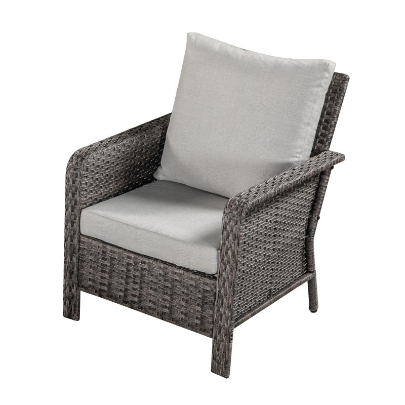 Ensemble de conversation d'extérieur avec foyer et coussins Blithedale, 5 pièces: table de foyer, 4 chaises, Gris