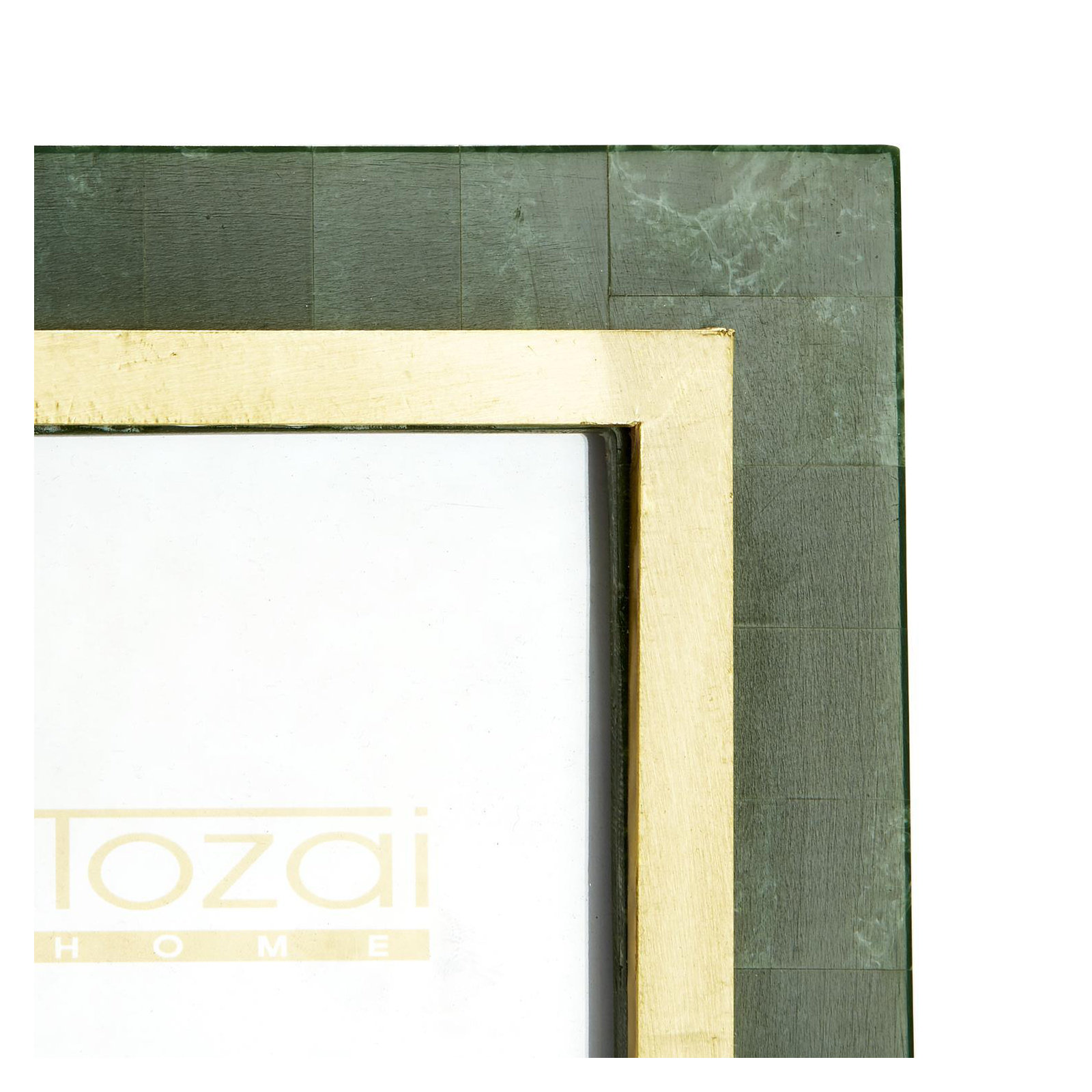 Set Of 2 Aventurine Green And Gold Photo Frame