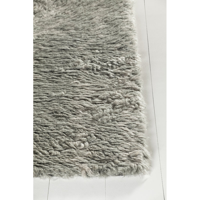Jeri Hand-Knotted Gray Area Rug, Rectangle 5' x 7'6"