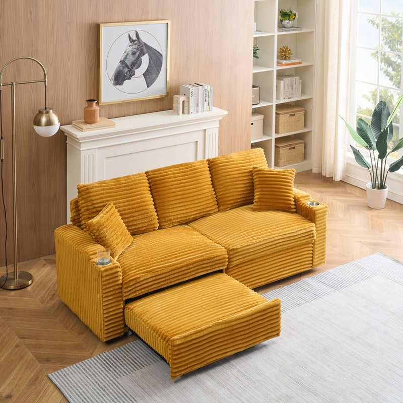Canapé en tissu Corduroy, Orange
