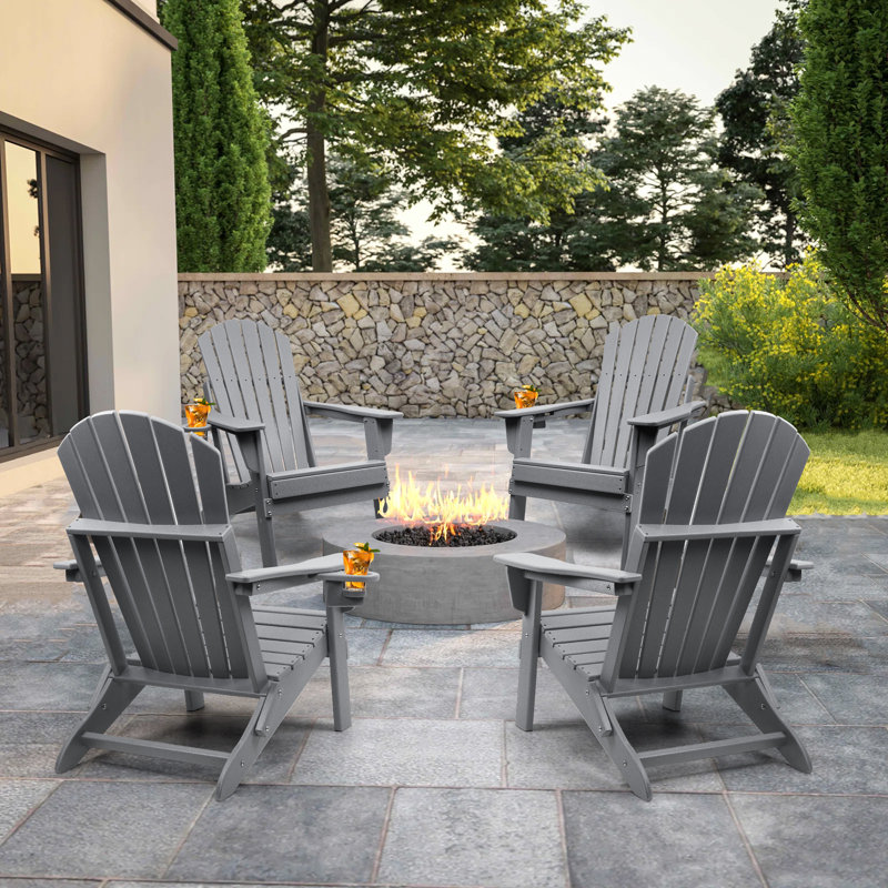 Azur Foldable Outdoor Adirondack Chair, Gray