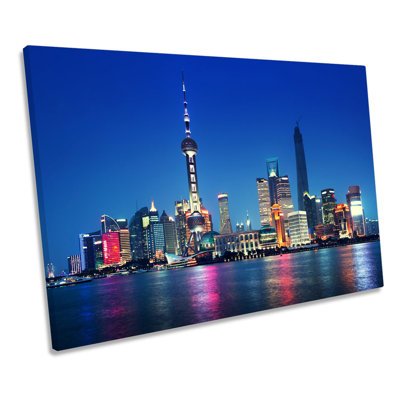 Shanghai Skyline China - Wrapped Canvas Print
