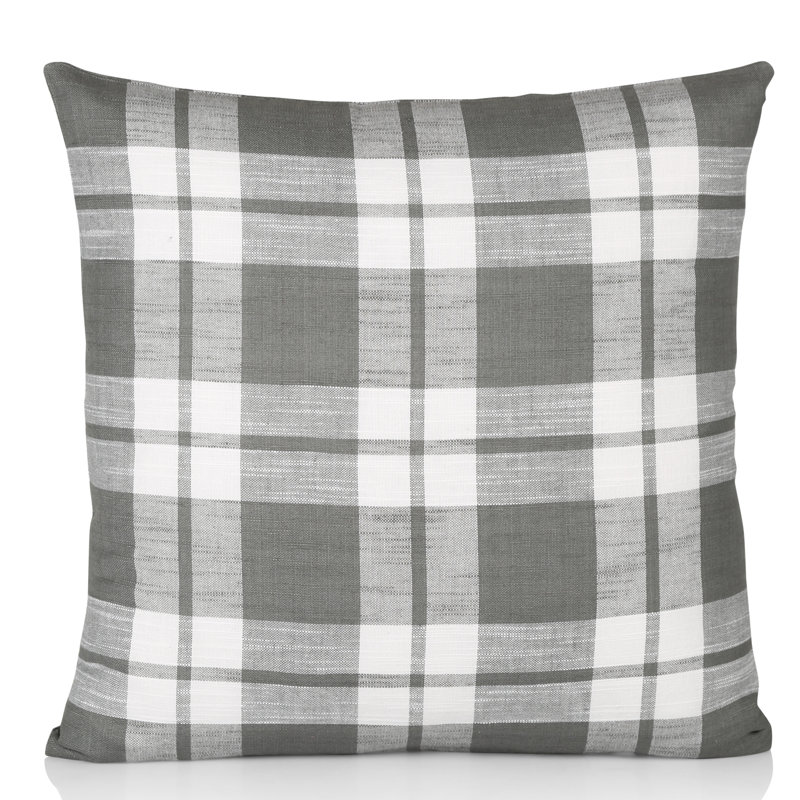 Lowry Plaid Square Cushion Cover, Grey