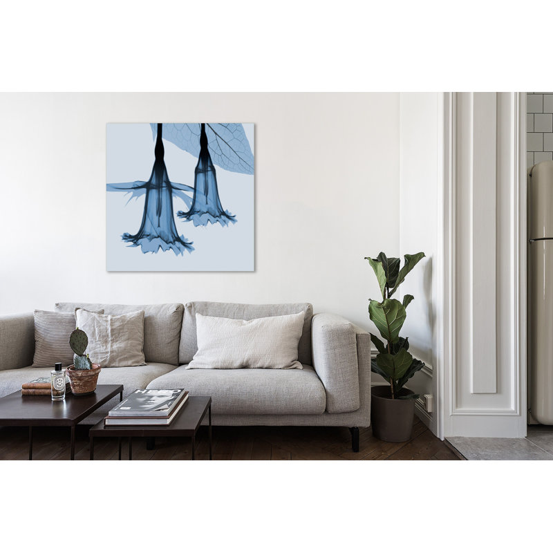 «Indigo Daffodil 1», toile tendue par Albert Koetsier, H 30 po x l 30 po x P 1,5 po