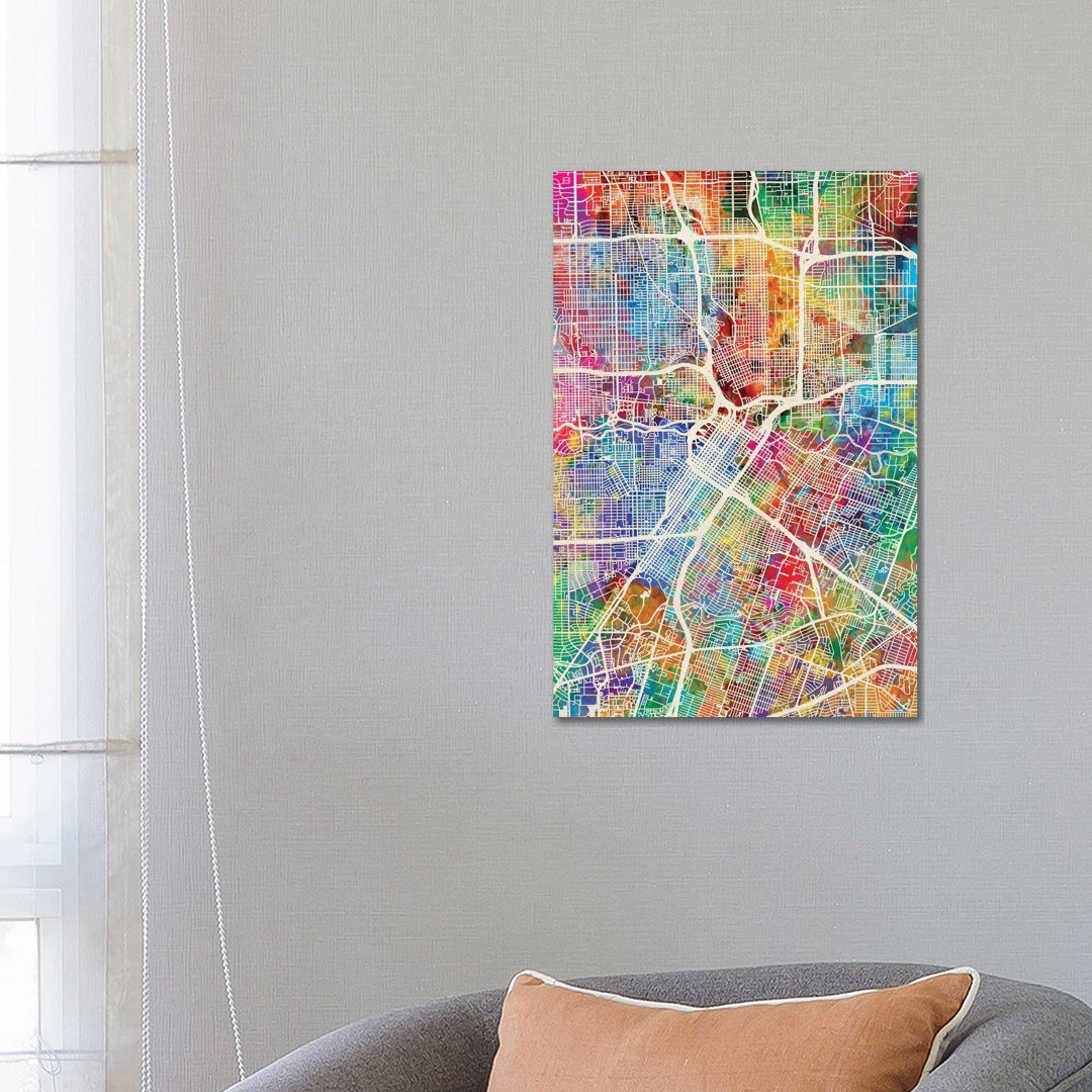 Houston Texas City Street Map I by Michael Tompsett - Wrapped Canvas Gallery-Wrapped Canvas Giclée