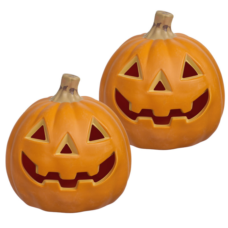 Ensemble de 2 citrouilles-lanternes illuminées à DEL de 6 po pour l'intérieur ou l'extérieur de la citrouille avec minuterie quotidienne de 8 heures