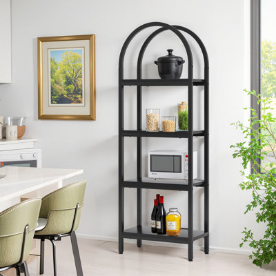 Laddie Arched Bookcase, 4-Tier Storage bookshelf