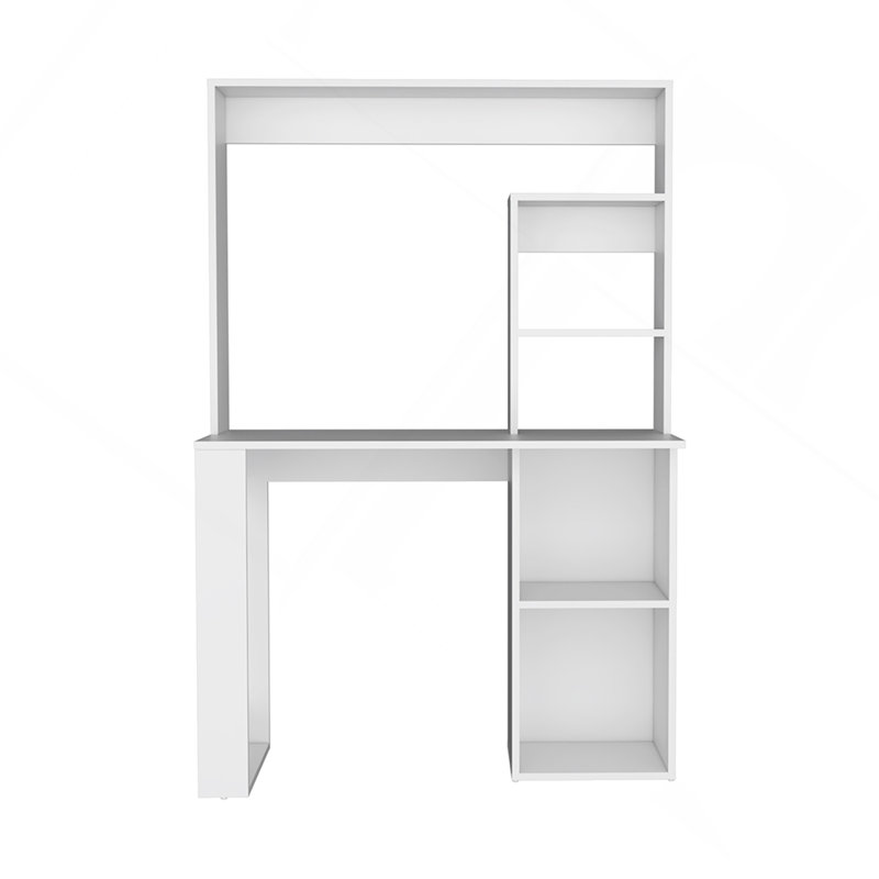 Maine Desk With Hutch And  Shelves, White