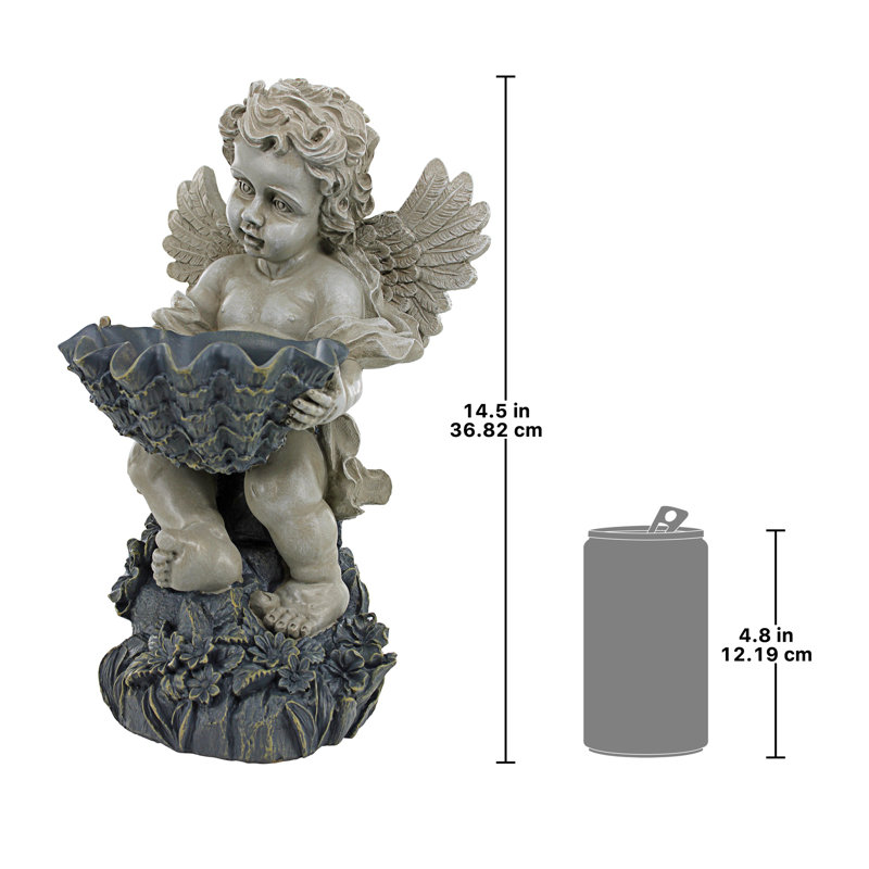 Sitting Cherub with Shell Garden Statue