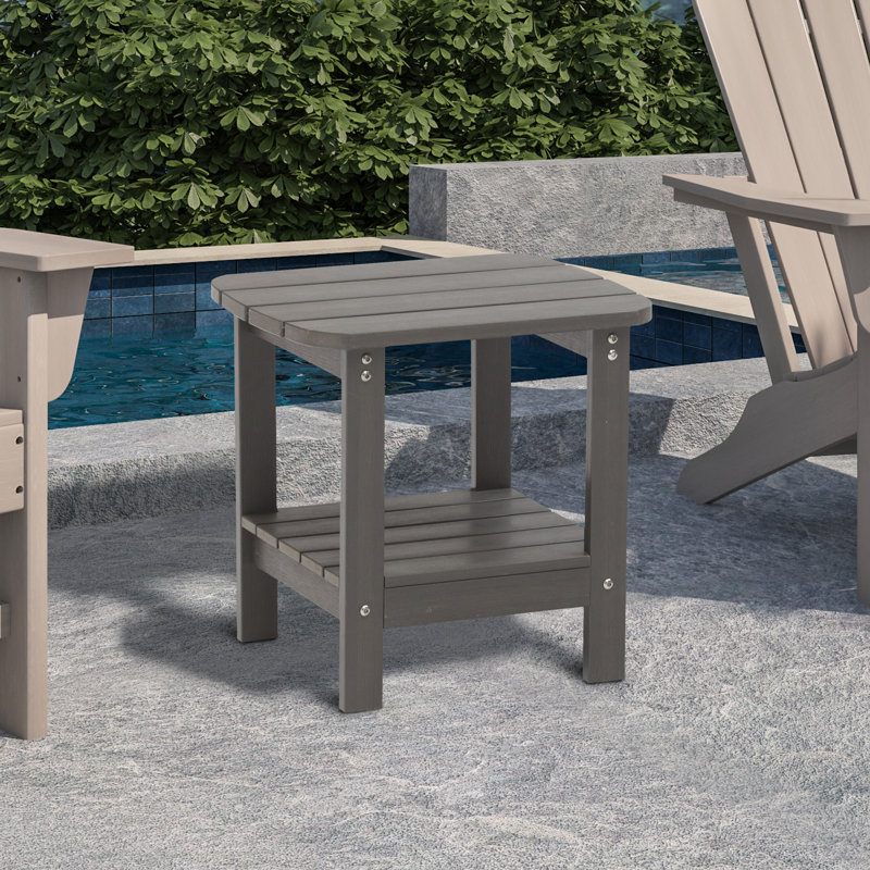 Rectangular Outdoor Side Table , 18.9'' in. W 14.96'' in. D, Gray