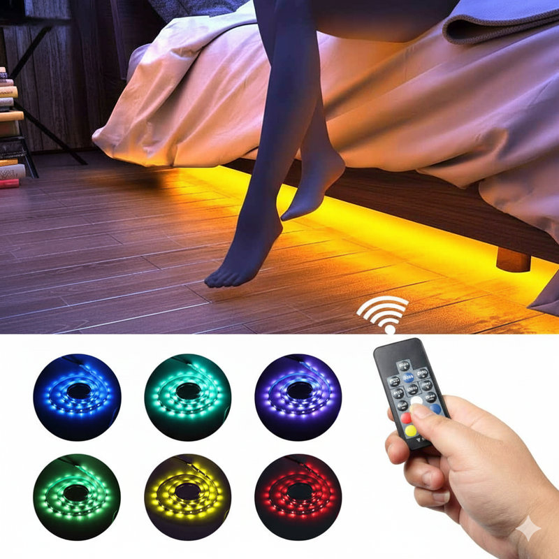 5ft Motion Activated RGB Strip Light with Remote Control Waterproof