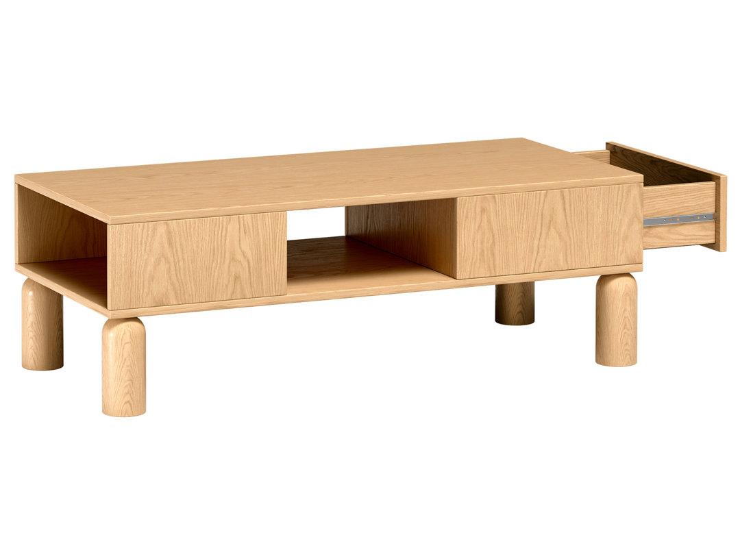Sanden Coffee Table with Drawer 50x110 cm Bookmatched Oak