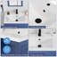 60" Double Sink Vanity Top Undermount Bathroom Sink with 2 Single-Hole Faucets, Overflow, Pop up Drain