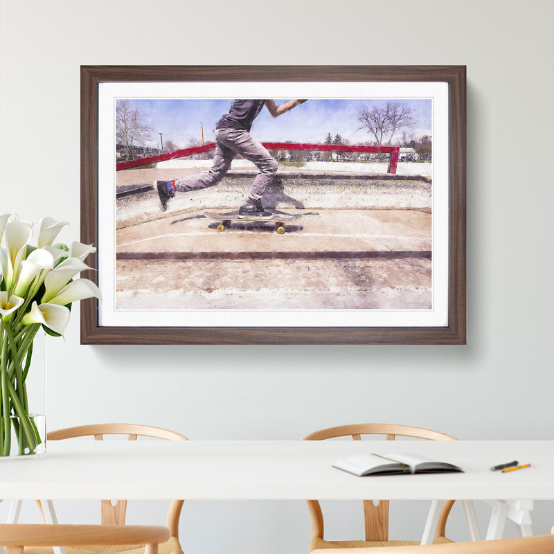 Skateboarding - Picture Frame Graphic Art, Walnut Framed, 27cm H x 36cm W x 2cm D