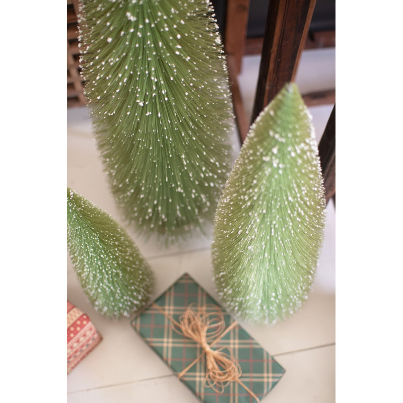  Ensemble de 3 sapins de Noël à brosse géante - Faux flocage vert