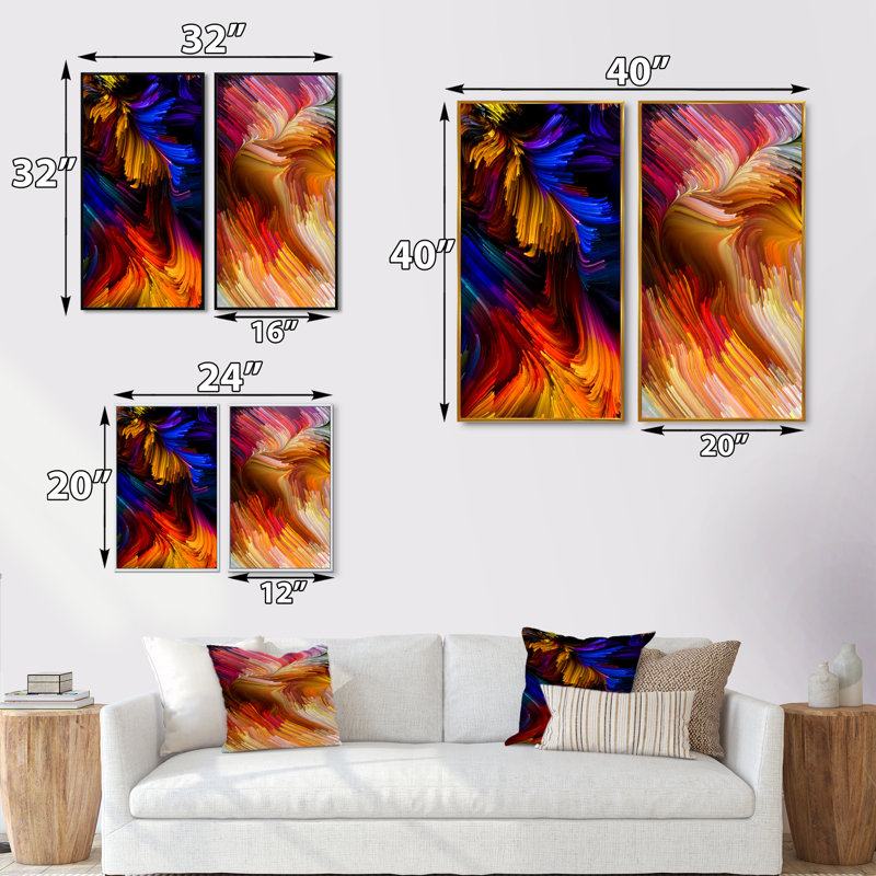 «Life of Liquid Color VI», ensemble de 2 impressions sur toile, H 20 po x l 24 po x P 1 po, Cadre flottant doré