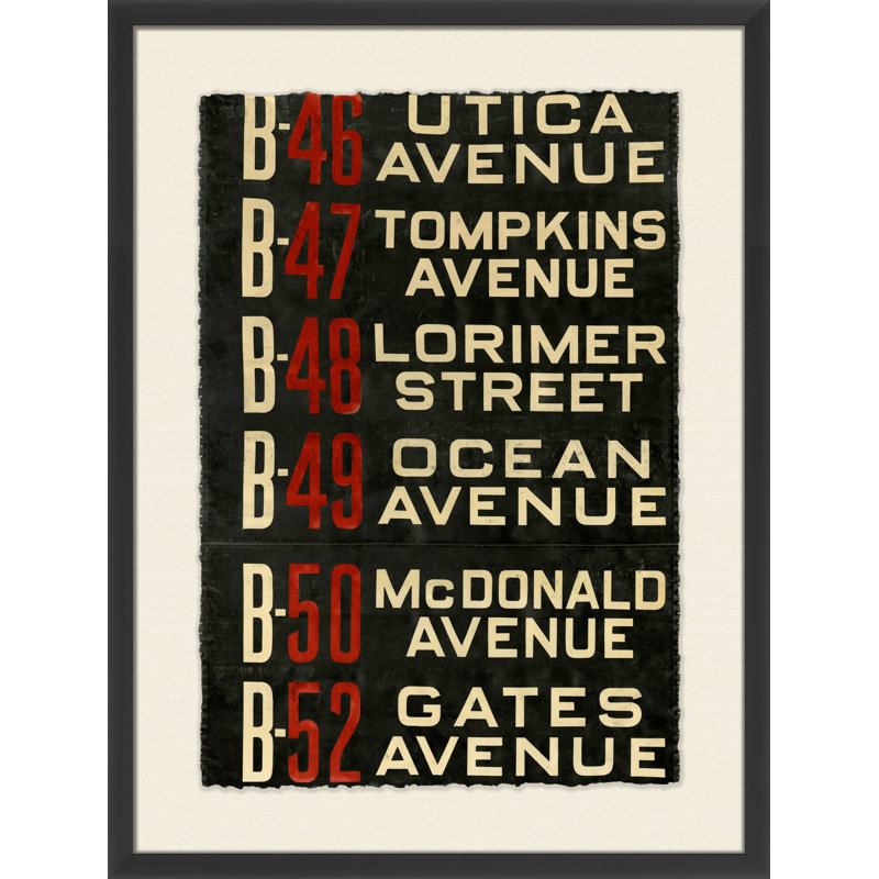 Brooklyn Bus Roll Sign I - cadre photo, art textuel sur papier