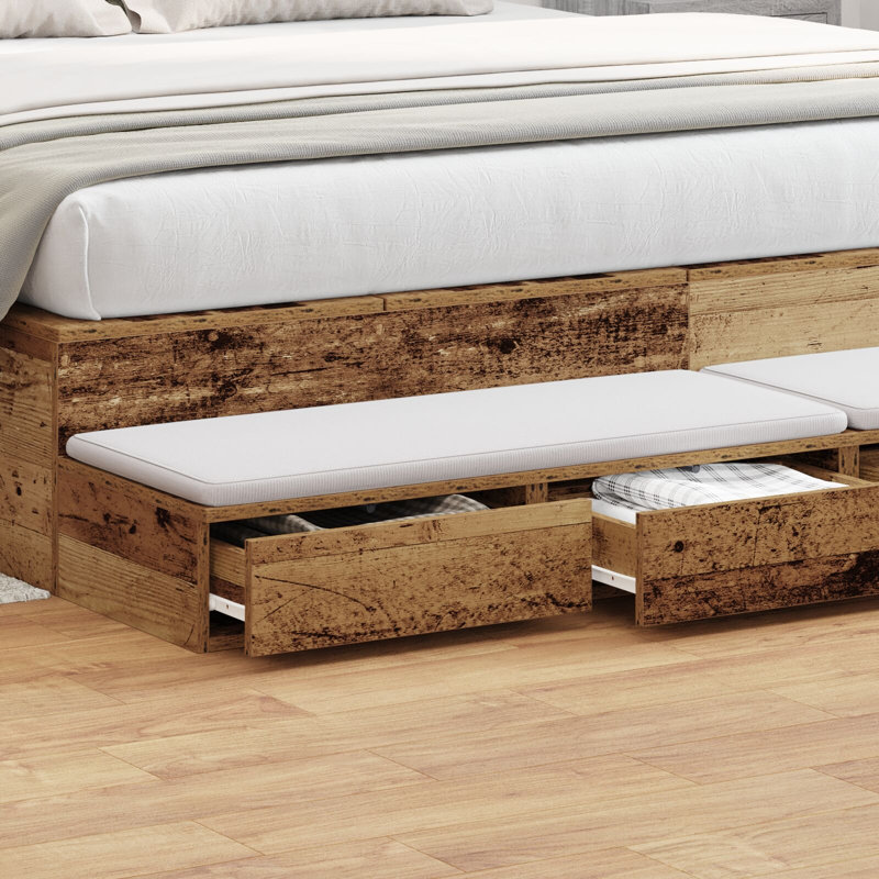 Underbed Storage Drawers, Old Wood, 16.5 H x 180 L x 36.5 W cm