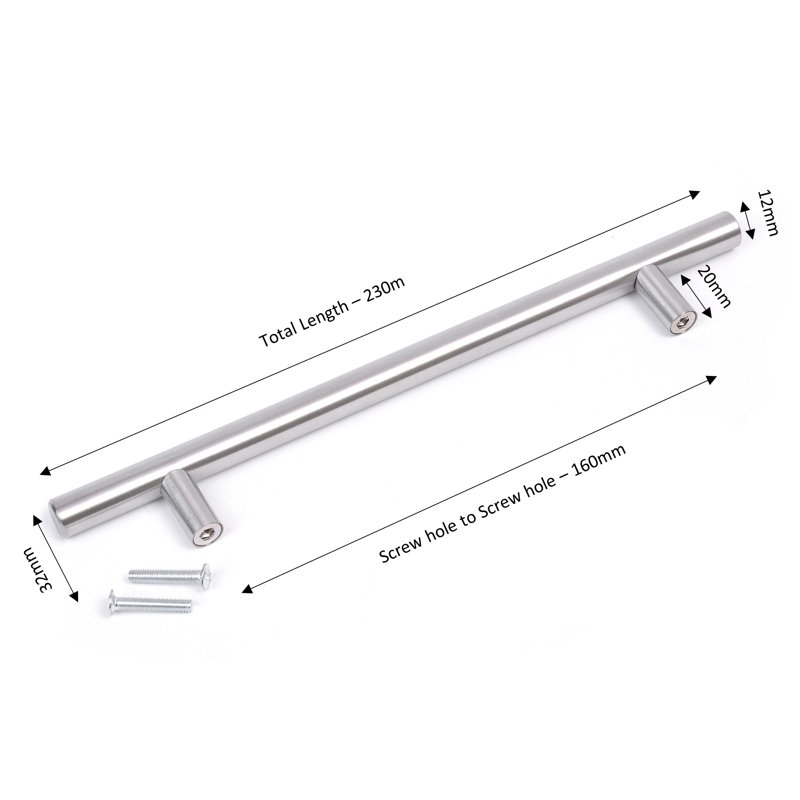 Maone 16 cm Centre Bar Handle, Brushed Silver, 160mm