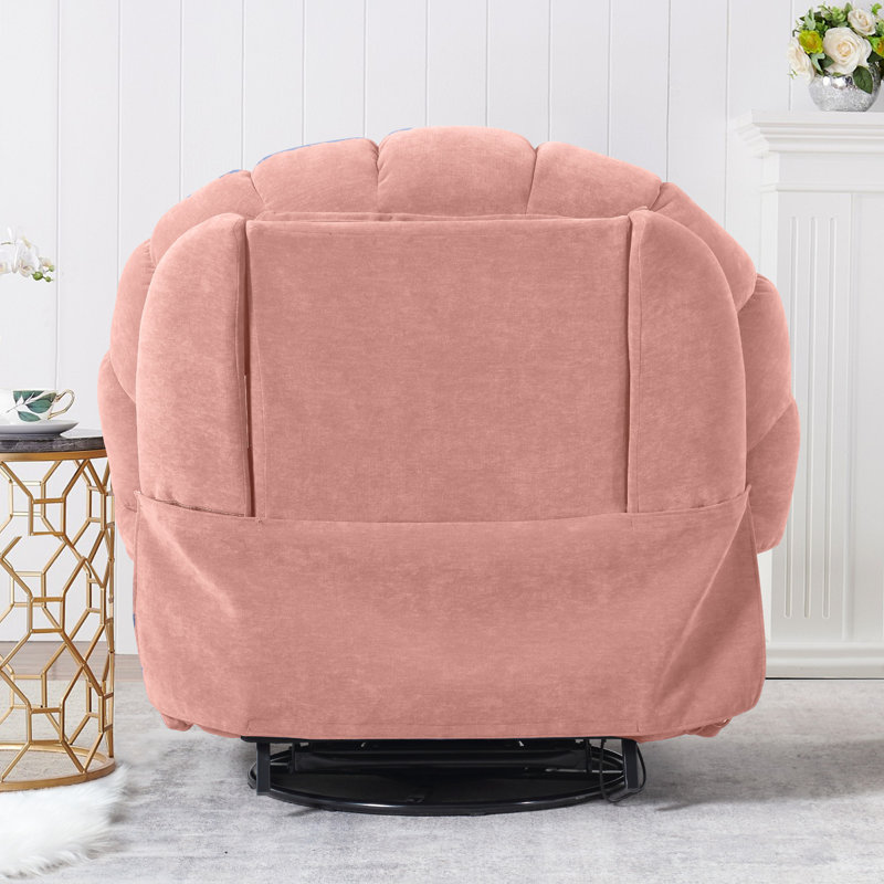 Fauteuil inclinable et pivotant large de style moderne, Rose, Manuel
