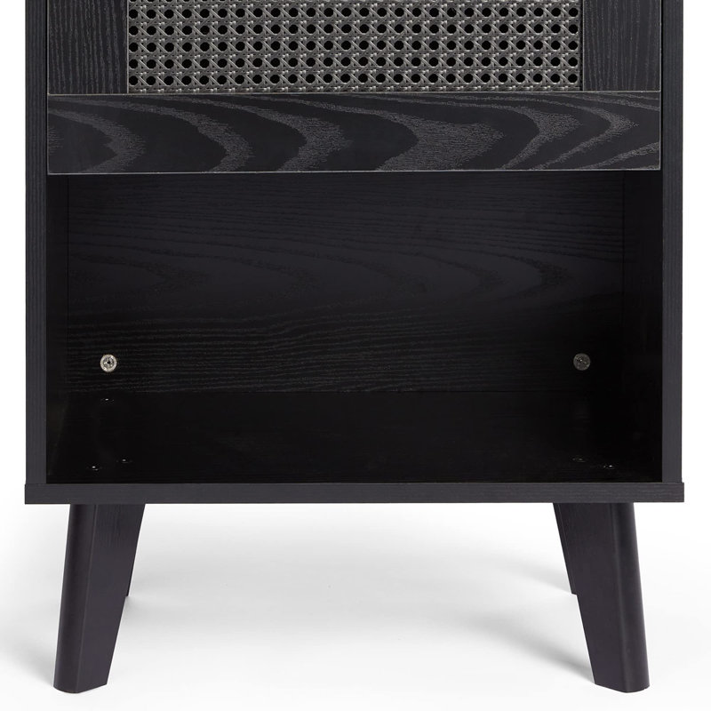 Black Rattan Black Rattan Bedside Table