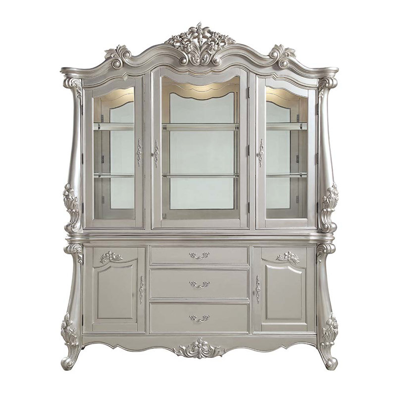 Bently Transitional Rectangular Hutch and Buffet with Touch Light in Champagne