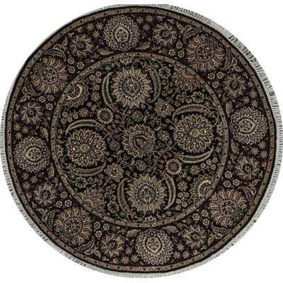 Tapis noir et beige de haute qualité noué à la main