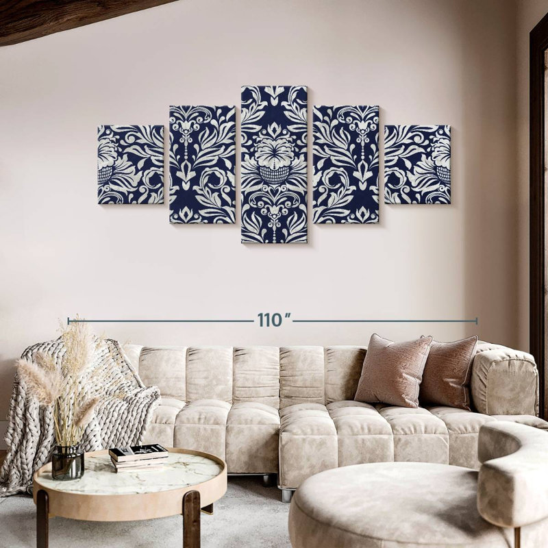 Fleurs de damas royales, H 42 po x l 92 po