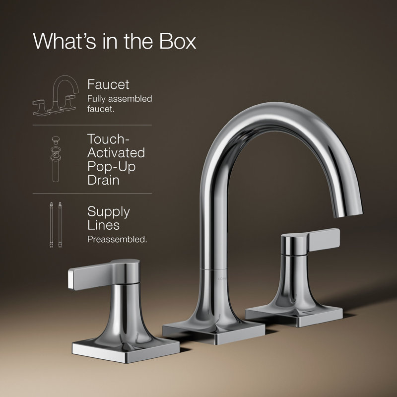 Venza Widespread Bathroom Sink Faucet 1.2 GPM, Polished Chrome, 1.2 GPM