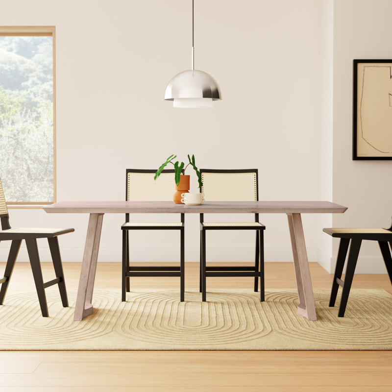 Longfellow 76" Solid Oak Dining Table, White Wash