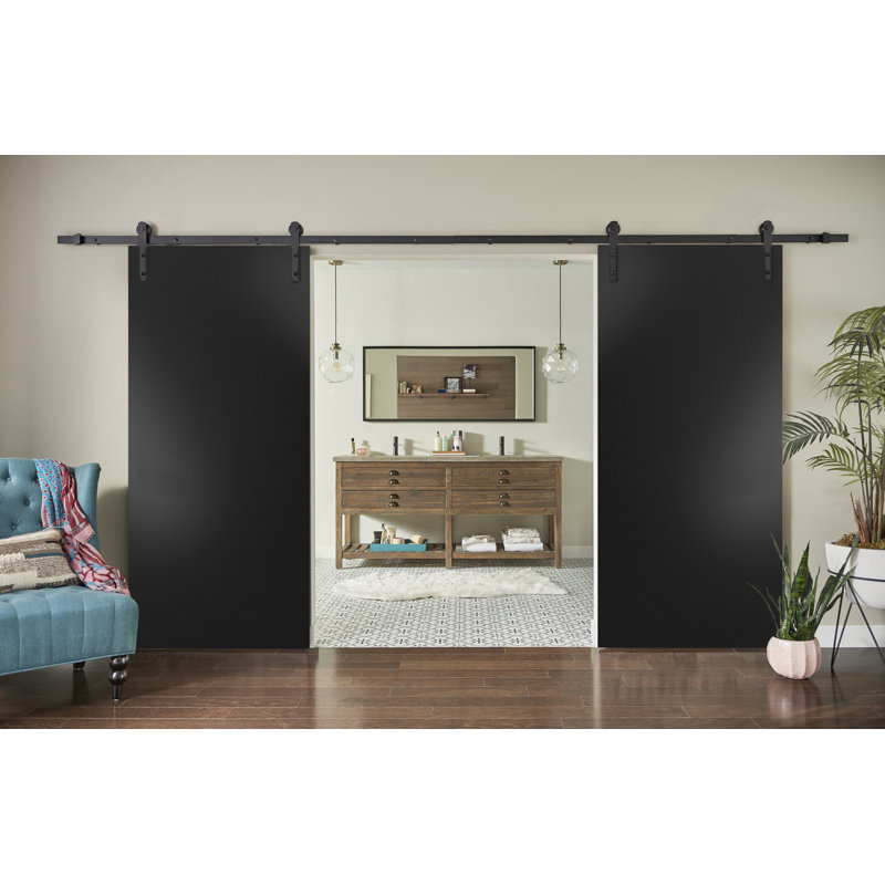 Portes de grange encastrées Planum avec quincaillerie d'installation Planum, 30 po x 80 po, Noir mat