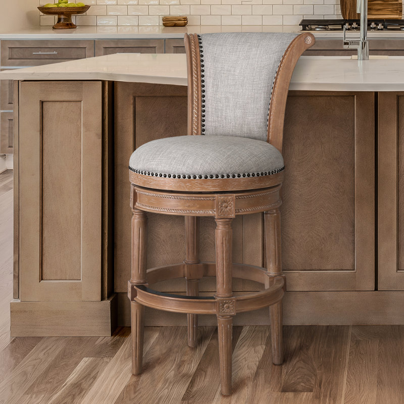 Ted Swivel Upholstered Counter Stool with Solid Wood Frame, 3, Counter Stool (26" Seat Height)